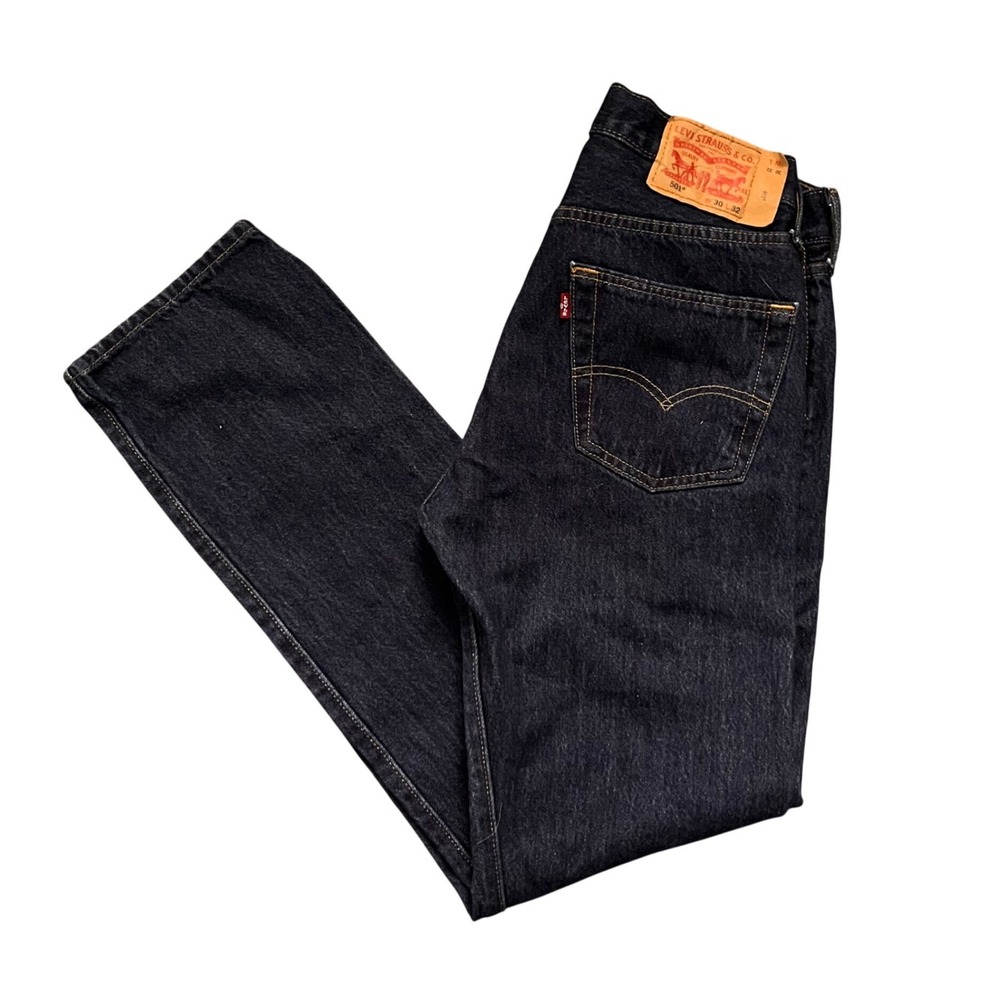 Levis 501 Original Fit Jeans Mens 30x32 Dark Wash Indigo Blue Straight Leg